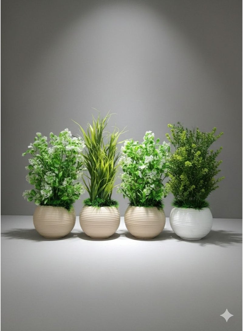 Artificial Plant in Wavy Pot – Home & Office Decor – Break-Resistant